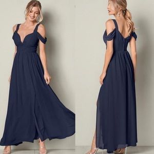 Venus Cold Shoulder Dress (NAVY BLUE)